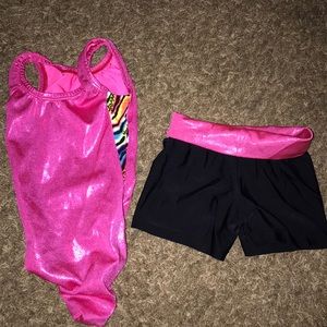 Pink zebra colored leotard